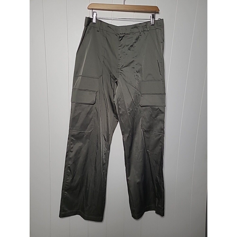 Zara Satin Cargo Pants Womens Size Large Gray Wide Leg New - Picture 7 of 16